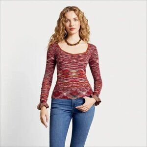 SAM‎ EDELMAN Womens Sz XS CATHY Ruffle Cuffs Pullover Knit Sweater Slim Fit